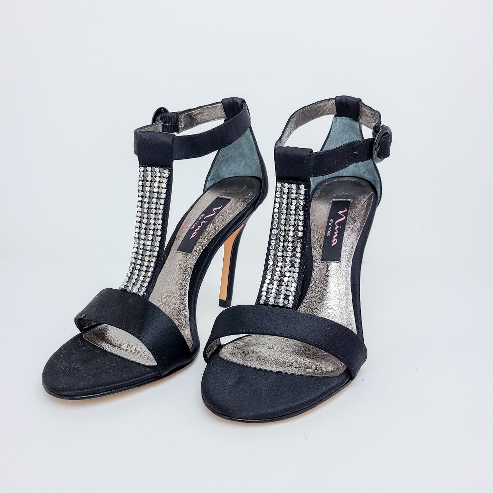 NINA Ursula Black Luster Heels